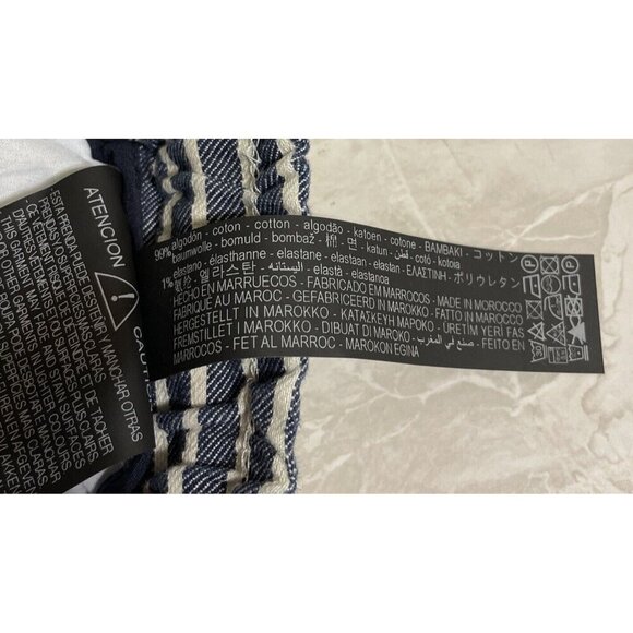 Zara Women’s Size US Medium Blue White Striped Shorts Drawstring Cotton Beach - Picture 4 of 4